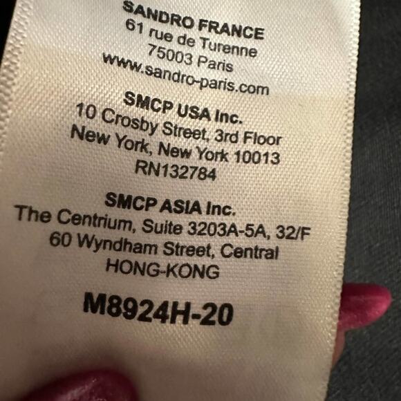 Sandro Paris Malena 100% cotton 3/4 length Black trench coat size 4 EU 36 - Picture 9 of 12